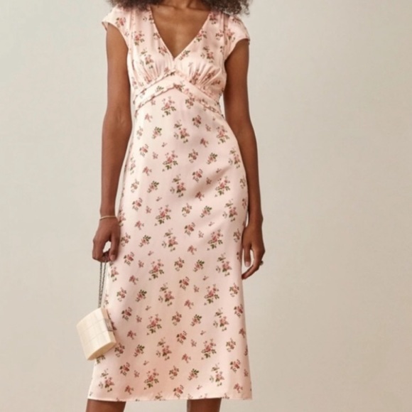 Reformation Dresses & Skirts - Reformation Kaye silk pink floral midi dress